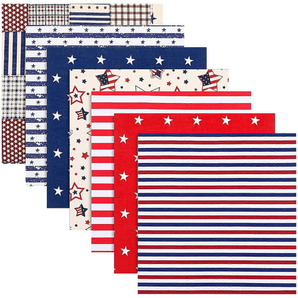 7 stk. US Flag Bomuld DIY Stof Syning Håndlavet Patchwork Stof