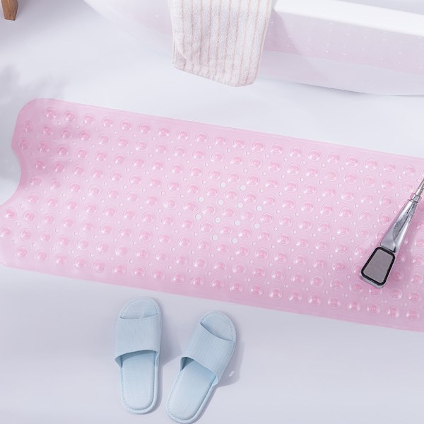 Halkfri Badmatta Extra Lång Halkfri Badmatta Bad Transparent pink