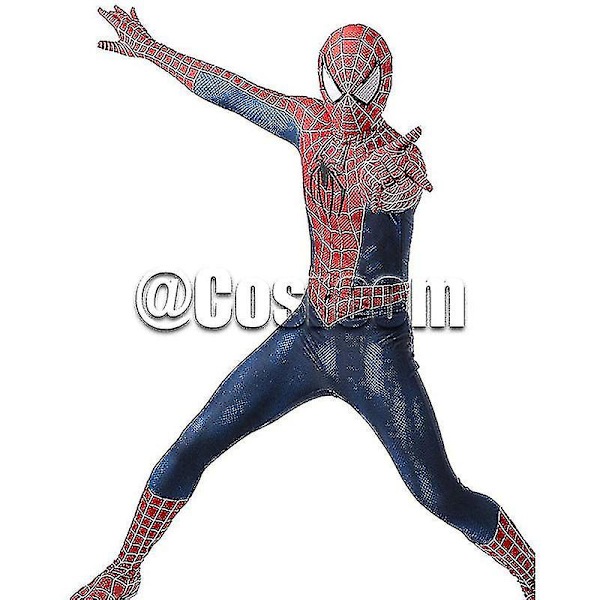 Svart/rød Tobey Maguire Spiderman-drakt - Perfekt for Cosplay Halloween (voksne/barn) red 170