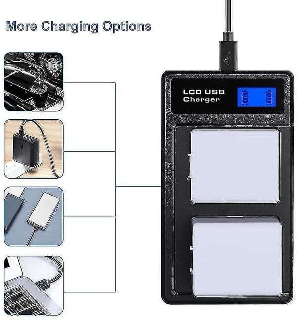 Doble batteriladere for Arlo Pro-batteri Arlo Pro 2-batteri Arlo Go-batteri, LCD-batteriladeradapter