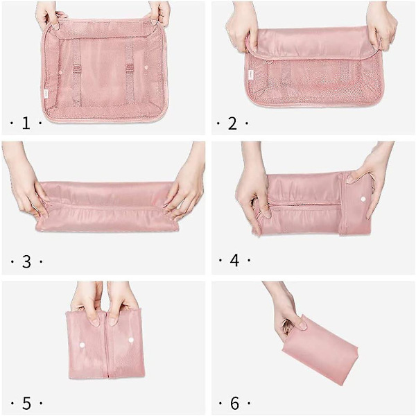 Resväskor, Multifunktionella 8-pack/set Resväskorganisatör Vattentäta Resenödvändiga Väskor Pink