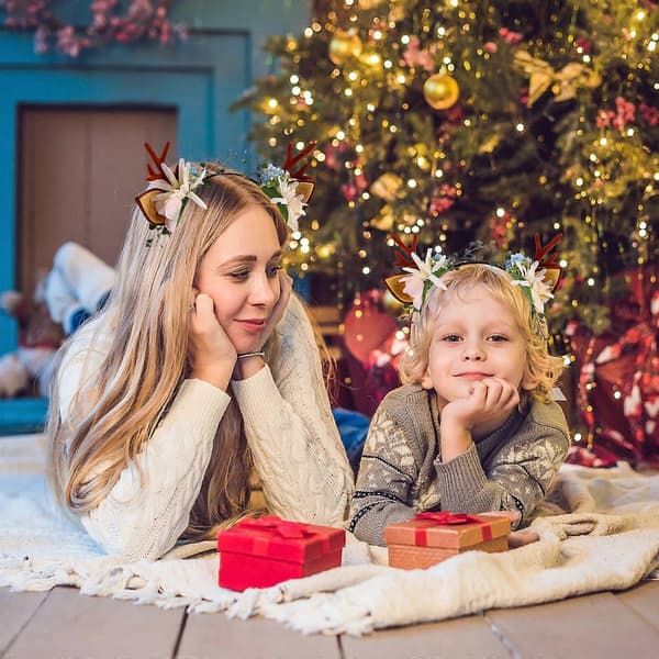 Minkissy Jule-reinsdyrhodebånd Gevir Blomsterhår Julehodeplagg Hårtilbehør