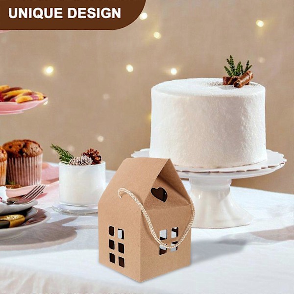 15 st Party Presentförpackning Papper Godisaskar Handhållna Husformade Presentaskar