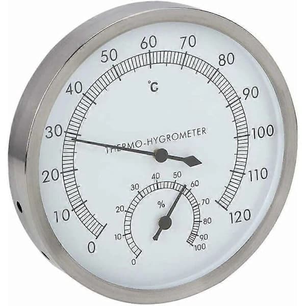Badstuetermometer, 2-i-1 tilbehør til badstue i rustfritt stål, termometer og hygrometer