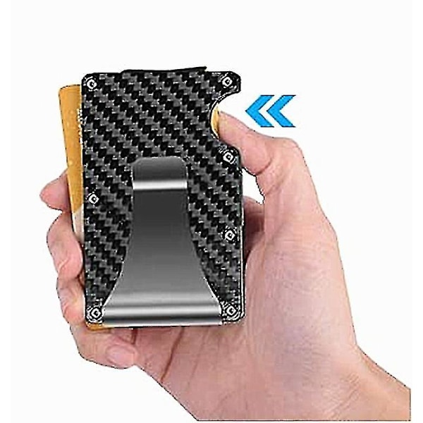 Kulfiber Tegnebog, RFID Blokerende Minimalistisk Tegnebog, Metal Pengeclips Tegnebog