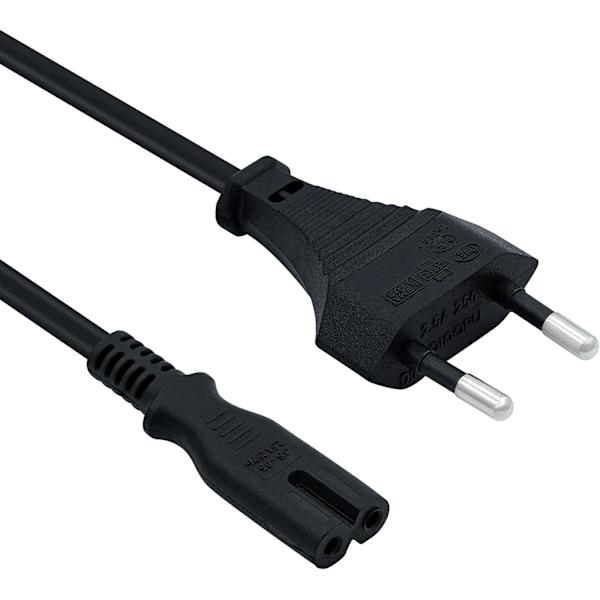 1,5 m (4,9 fot) EU-kontakt C7 strømledning Bipolær 2-ledningskabel for PS5 / PS4 / PS3 / Xbox Series X / S - Svart