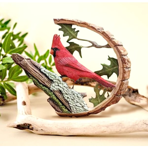 Kreativt Nytt hartshantverk Ornament Fågel som kliver på grenar Halvcirkel Hem Inomhus Trädgård Presentprydnader Unik snideri Arbetande Statydekor
