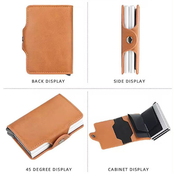 Voksen Kortbeskytter Etui Dobbelt Tegnebog Tyverisikker RFID-NFC Sikker POP UP Kort Holder Gave Brown