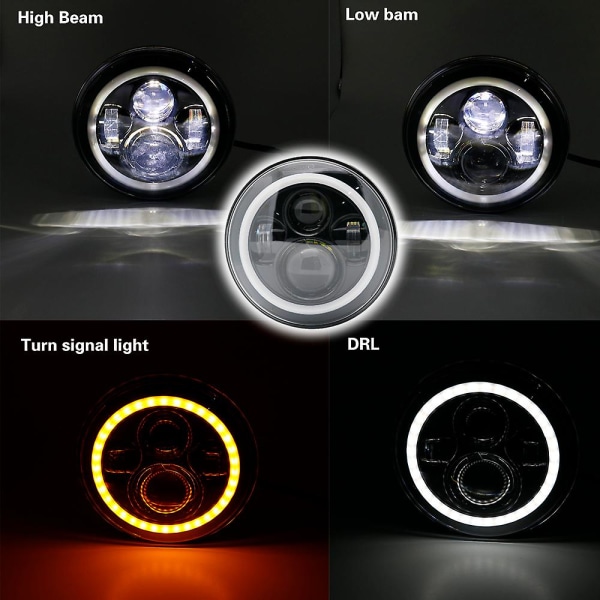 7 tuuman LED-ajovalot + 4,5 tuuman sumuvalot 7 tuuman kiinnitysrenkaalla Harley Touring Electra Glide Road King Street Glide -malleihin 7 inch light  B