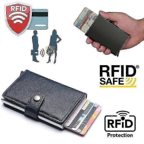 Popup Smart-korthållare med plats för 8 kort, RFID-NFC-säker - Mörkblå