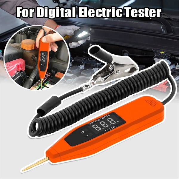 Bilsikring Krets Sonden Tester 2.5-32V Elektrisk Digital Display Spenning Testpenn Digital Display Uni Orange