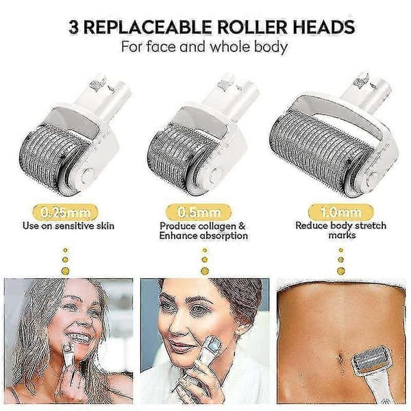 Sähköinen LED-valoterapia mikroneula Derma Roller ihonhoitolaite - valkoinen