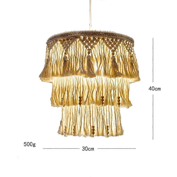 Handvävd lampskärm med tofsar E30*40cm