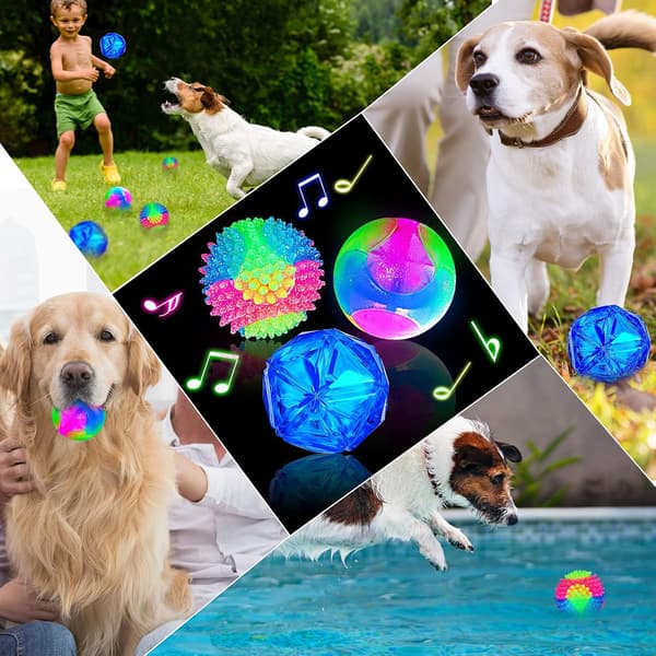 3 Styk Piggede Lysende Bolde Multifarvede Elastiske Blinkende Bolde LED Glødende Interaktive Hundekvister Spidse Interaktive Legetøj