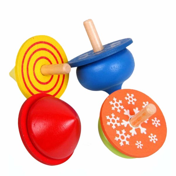 Holzkreisel Traditionelles Holzspielzeug Kinderspielzeug 4 Stück (Mehrfarbig)