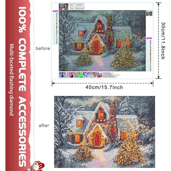 5D DIY Juldiamantmålning Bild Snöstuga
