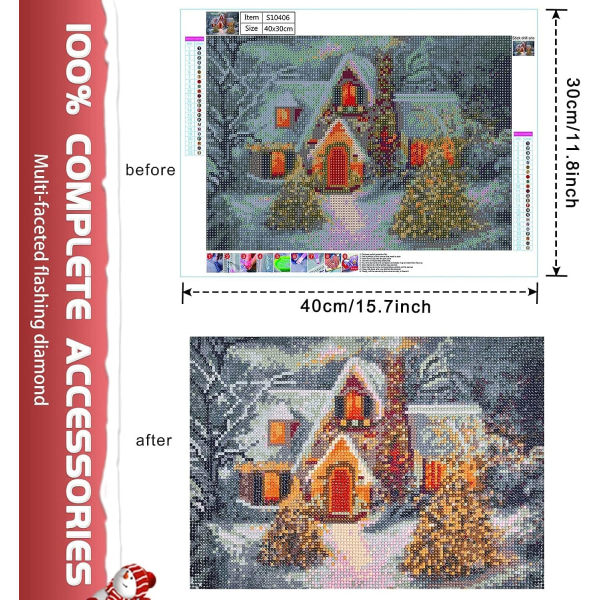 5D DIY Juldiamantmålning Dekoration Present Snöhus