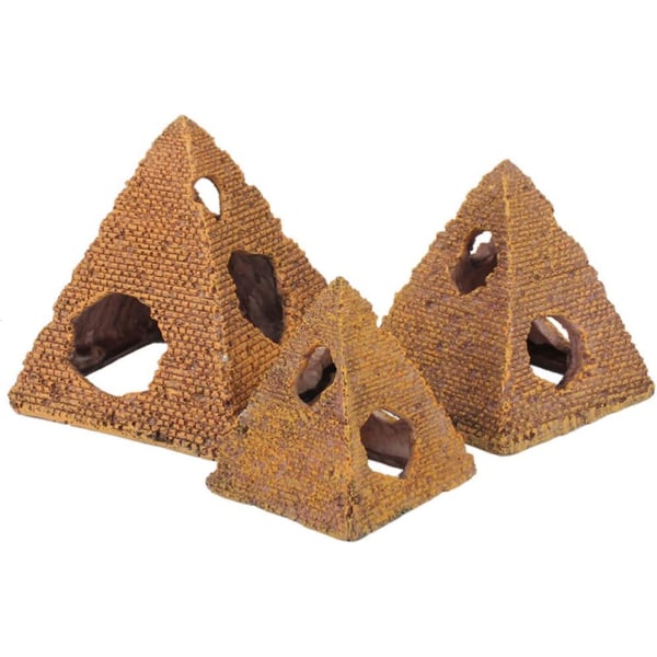 Egyptisk pyramide harpiks akvarium ornament for fisk reker habitat akvarium landskap dekorasjon størrelse M