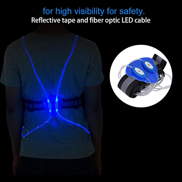 LED Reflekssikkerhedsvest til Natløb og Cykling - Blå