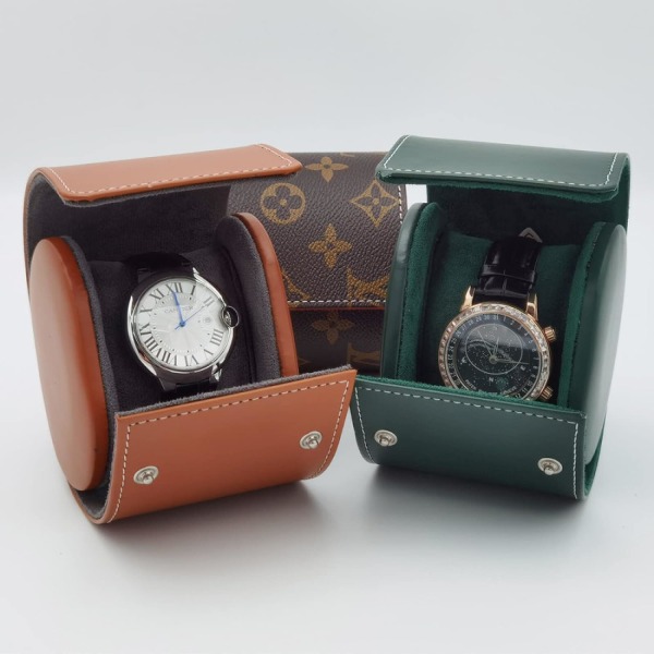Watch watch pakkauslaatikko ruskea PU matkakellon watch kannettava säilytyslaatikko (ilman watch)