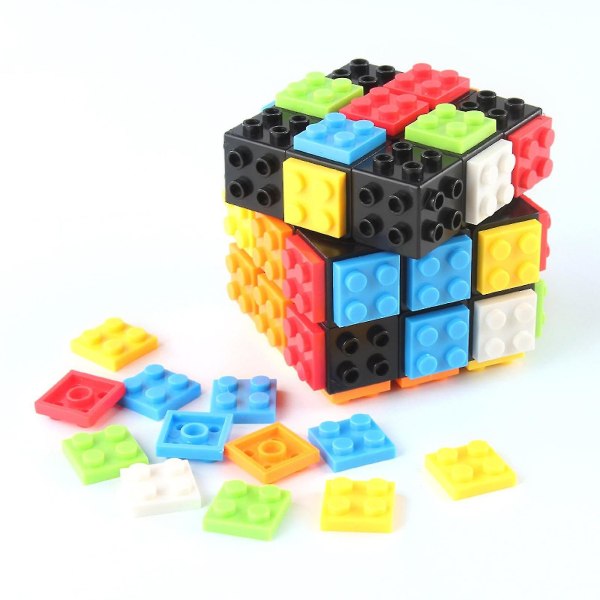 3x3 Build-on Brick Magics Cube, speed Rubix Cube Brain Teaser Pussel och tegelleksak för barn Vuxenpresent Black