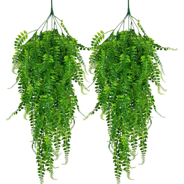 2 pakker kunstige hengende planter Estetisk rominnredning Falske grønne blader Veggdekorasjon for innendørs og utendørs