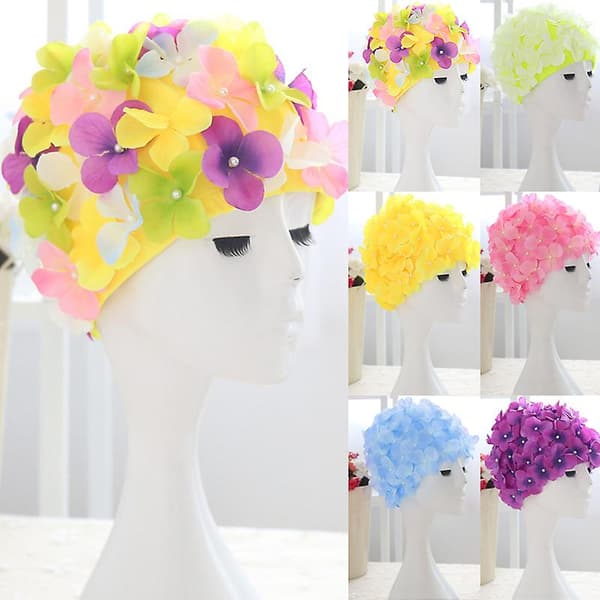 Dame 3D Petal Badehette Badehette Damer Svømmebasseng Blomsterhatter