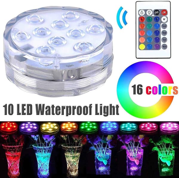 Fjernstyret RGB 10-LED Vandtæt Swimmingpool Lys