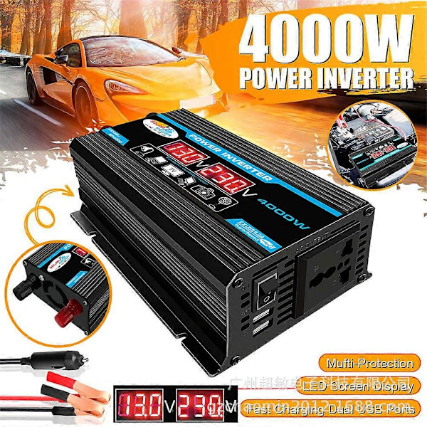4000W Omvandlare 12V till 220V Ren Sinusvåg Växelriktare Ren Sinusvåg Transformator Med Fjärrkontroll &