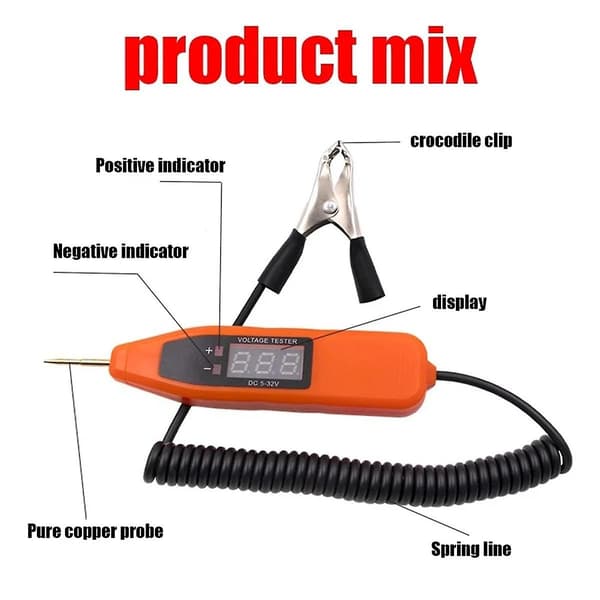 Bil Sikring Krets Probe Tester 2.5-32V Elektrisk Digital Display Spenningstest Penn Digital Display Uni
