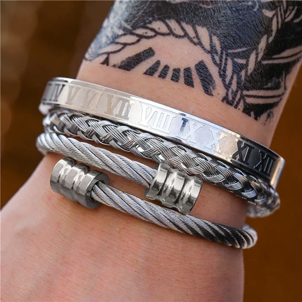 Stainless Steel Bracelet Men's Gold Roman Numeral Bracelet Bracelet Twisted Rope Bracelet