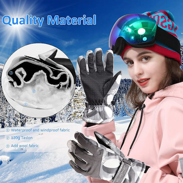 Vandafvisende skiglove, vindtætte, varme, skridsikre, touch screen