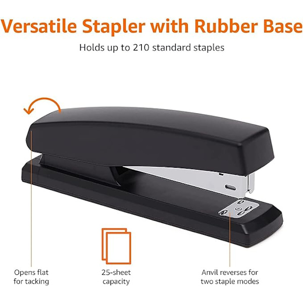 Amazon Basics Heftemaskin med 1000 stifter, Svart, Pakke med 1