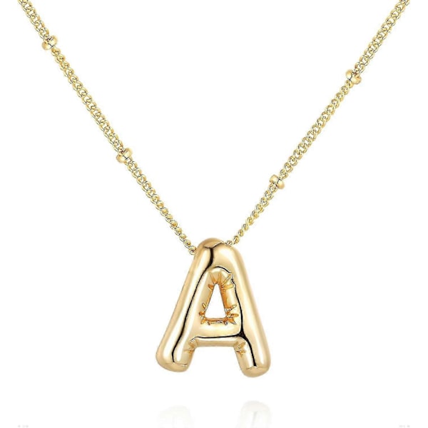 Bubble Letter Halsband Ballong Initial Halsband För Kvinnor Flickor Fint Alfabet Hänge 14k Guldpläterat Puffigt Namn Personliga Smycken Gåva A Gold