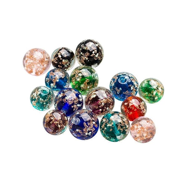 20 st 12MM Fluorescerande Glaspärlor Stora Hål Berlocker DIY Runda Glaspärlor Trådar för Smyckestillverkning Blandade Färger