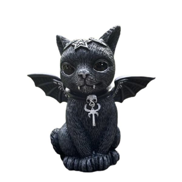 Harpiks Magisk Katteskulptur Sort Kat Vampyr Djævel Kat Græsplæne Kontor Halloween Have Dekoration