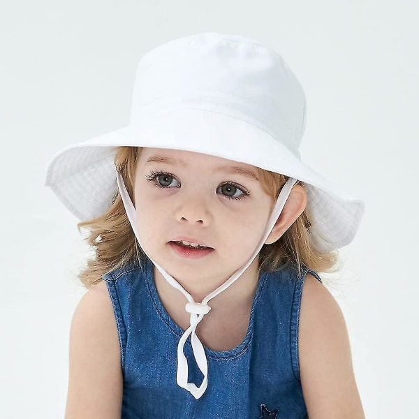 Barnhatt Justerbar Solhatt Andningsbar Strandhatt För Pojkar Flickor_ll White 12-24 Months