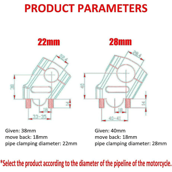 28mm 22mm Styrholder Klemme Motorcykel Styr Forhøjer Montering Til Honda- Holdbar black MDL3517B