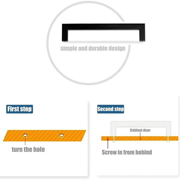 Sæt med 4 Sorte Køkkenkabinetgreb, 320mm Rustfrit Stål Moderne Firkantede Møbelgreb, til Skriveborde, Skuffer, Skabe, Skab