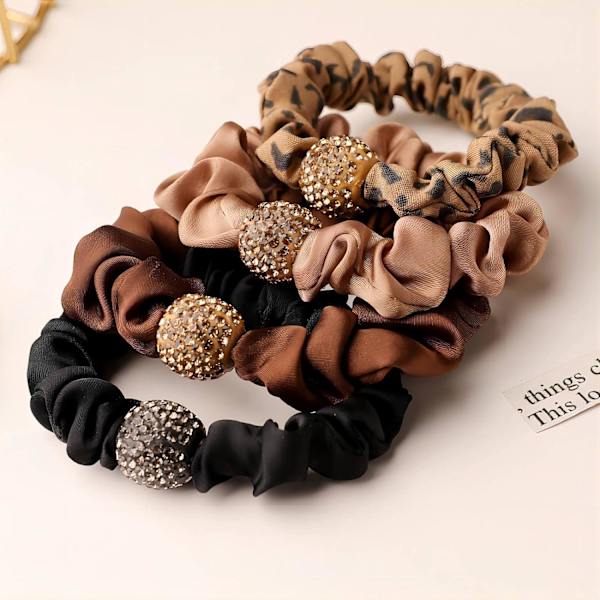 Satin Hodebånd, Små Rhinestones Hodebånd for Kvinner, Elastisk Hestehale Hodebånd, Smykker for Jenter med Tykt og Tynt Hår