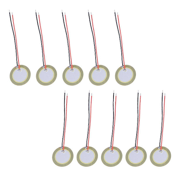 10 st 20mm Piezo Disks Membran Element Summer Kopparplåt Piezoelektriska Keramiska Chip med Ledningar