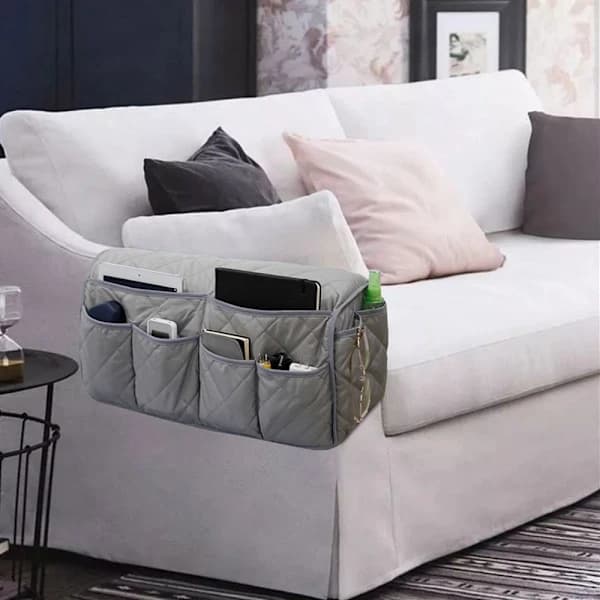 Sofaopbevaringspose, sofaarmlænsopbevaringspose, grå
