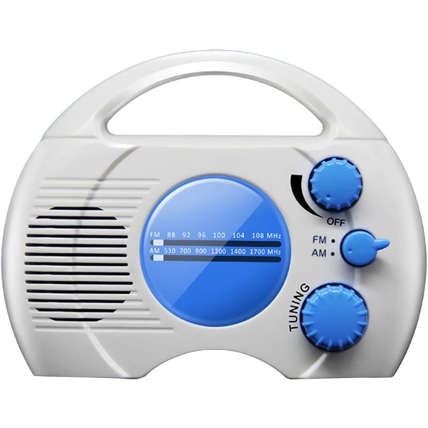 Vanntett dusjradio, dusjhøyttaler med AM/FM-radio, bærbar hengende radio (batterier ikke inkludert)