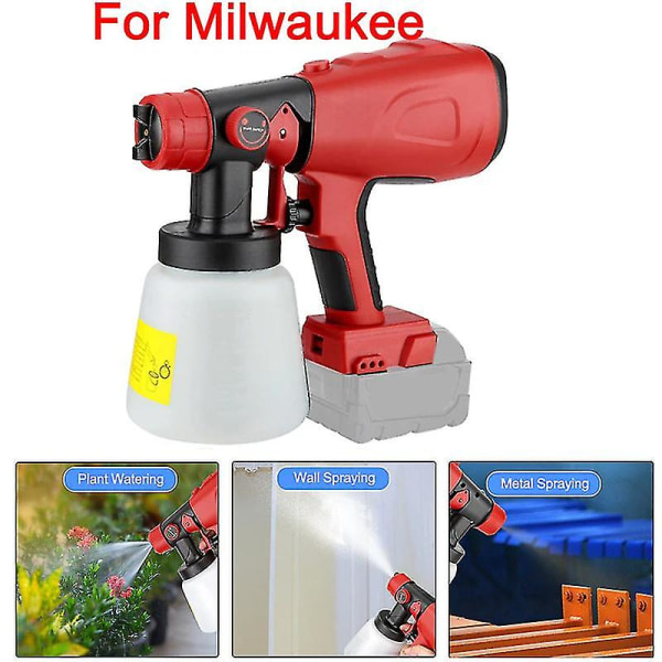 For Milwaukee 18v Batteri 800ml Elektrisk Sprøytepistol Trådløs Malingssprøyter Auto Møbler Stålbelegg Airbrush Kompatibel (Batterier ikke inkludert)