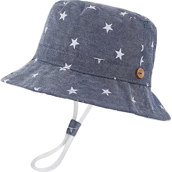 Børne Spandhat Justerbar Solhat Åndbar Strandhat Til Drenge Piger_ll Star Denim 2 Years