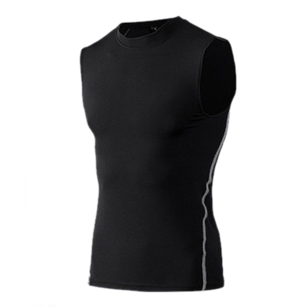 Mænds Fitness Ærmeløs Gym Bodybuilding Vest til Løb Fodbold - Sort M