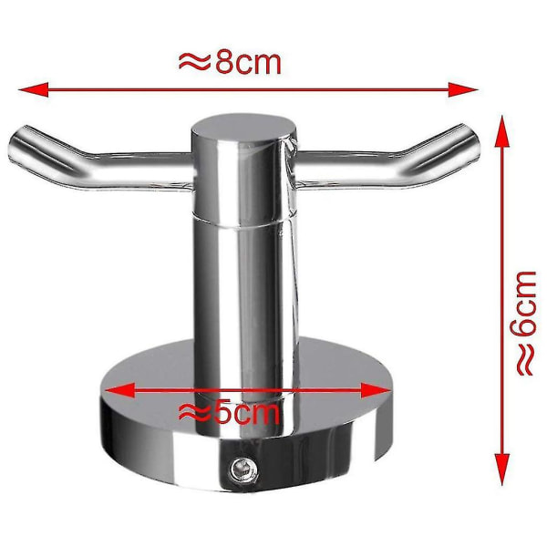 Handdukshållare i rostfritt stål Badrumsrock 2 Krok Hatt Klädvägg Dörrhängare,5cmx6cmx8cm