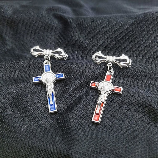 Fashion Korshänge Broscher Klädnyckel Jesus Kors Slipstift Smycken Red