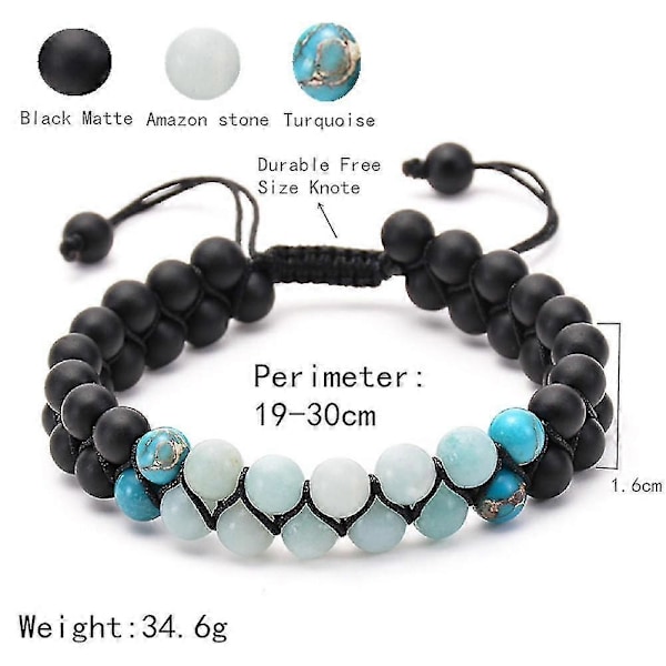 Armbånd til kvinder Perle Armbånd Reiki Armbånd Elastisk Armbånd Dobbelt Række Armbånd Helbredende Armbånd Yoga Perler Armbånd Justerbart Armbånd
