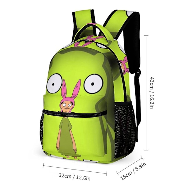 v628 Bob's Burgers Louise Kids Skoleveske Casual Skulderbag Satchel Ryggsekk Trykk Bokveske Ryggsekk for Gutter JenterxsSJB628